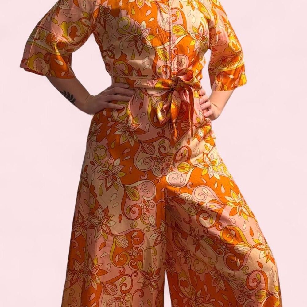 Dreamy Vintage 60s/70s Psychedelic Floral Jumpsuit